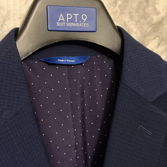 2pc set/Apt. 9 Premier Flex Slim Fit Navy Blue Suit Jacket~ 40R- Pants 33/32 - Picture 7 of 15